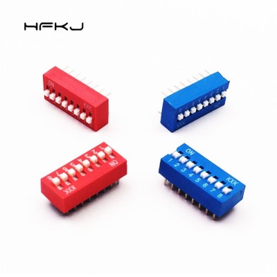 拨码开关红色蓝色指拨开关 2.54八位8P拨动开关 平拨编码开关直插图5