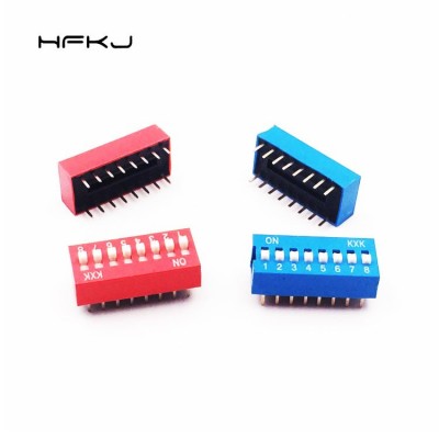 拨码开关红色蓝色指拨开关 2.54八位8P拨动开关 平拨编码开关直插图4