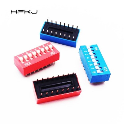 拨码开关红色蓝色指拨开关 2.54八位8P拨动开关 平拨编码开关直插图2