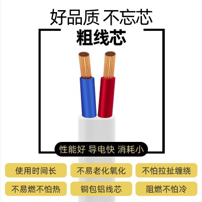 国标RVVB扁形护套线2芯1.5/2.5/4/6平方平行线户外照明阻燃电源线图3