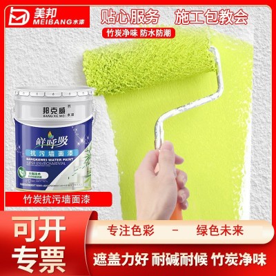 竹炭抗污五合一内墙室内家用防水无机调色白色墙面修补乳胶漆环保