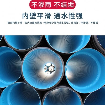 HDPE双壁波纹管DN300下水道排水排污管中空壁缠绕管克拉管工程图5