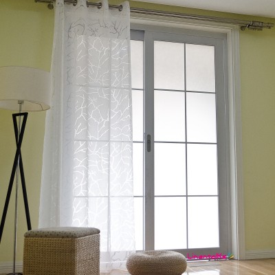 柯桥厂家直销现代风格简约烂花白纱窗纱窗帘布艺面料爆款批发特价图2