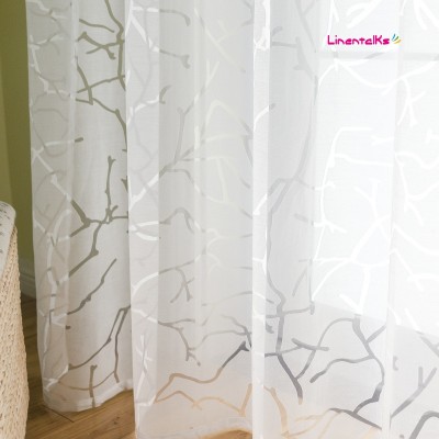 柯桥厂家直销现代风格简约烂花白纱窗纱窗帘布艺面料爆款批发特价图4