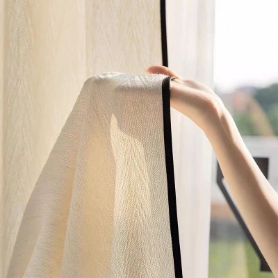 日式亚麻W纹纱帘半遮光窗帘窗纱客厅卧室复古阳台透光不透人新款