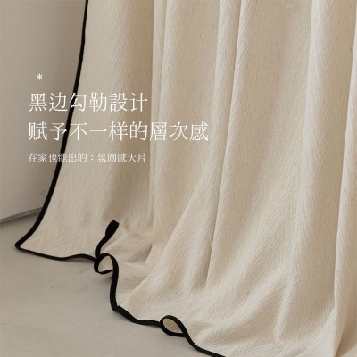 日式亚麻W纹纱帘半遮光窗帘窗纱客厅卧室复古阳台透光不透人新款图5