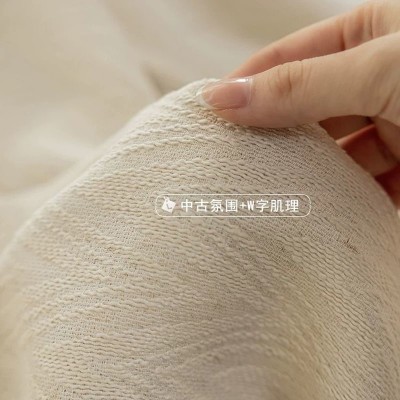 日式亚麻W纹纱帘半遮光窗帘窗纱客厅卧室复古阳台透光不透人新款图2