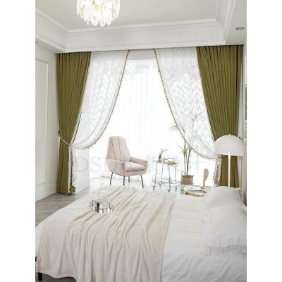 精品澳洲羊毛绒羊绒窗帘客厅丝绒天鹅绒法式卧室遮光绒布绒面布帘图3