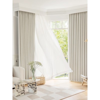 加厚雪尼尔窗帘奶油色法式轻奢客厅卧室成品遮光奶油丝绒2023新款图2