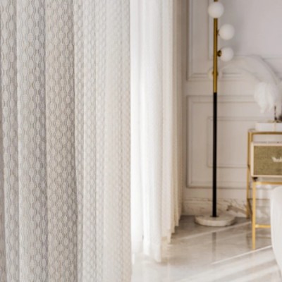 亚马逊速卖通跨境专供法式刺绣米色窗帘纱客厅阳台飘窗窗帘图2