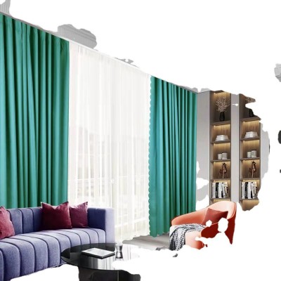 超遮光窗帘新款打孔卧室客厅多色现代日式北欧简约轻奢磨绒窗帘布图5
