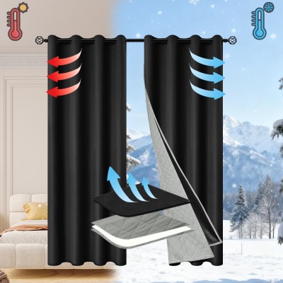 亚马逊春亚纺全遮光加棉拆卸二合一冬季保暖窗帘客厅防风防寒窗帘