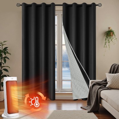 亚马逊春亚纺全遮光加棉拆卸二合一冬季保暖窗帘客厅防风防寒窗帘图2