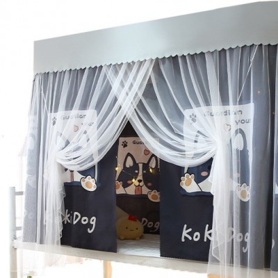 学生宿舍遮光帘子带支架 蚊帐一体式宿舍上铺围帘大学寝室u型带顶图4