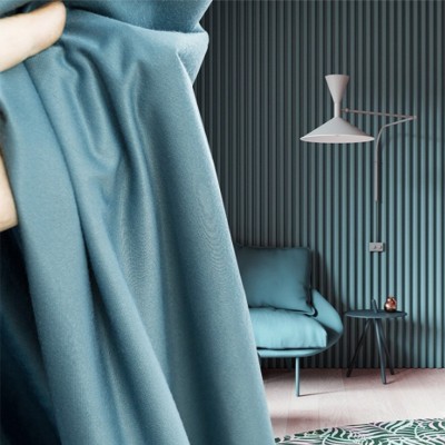 纯色绒布窗帘批发遮光欧式美式古典客厅成品荷兰绒素色高档窗帘布图2