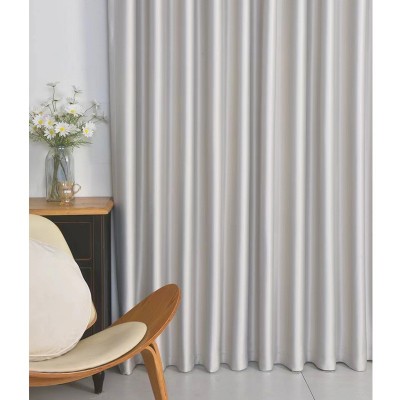 全遮光窗帘布成品布料绍兴柯桥批发奶油色飘窗高遮光免打孔遮光帘图2