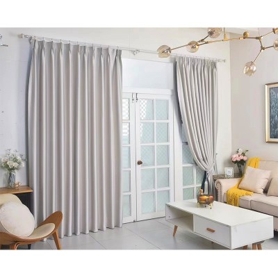 全遮光窗帘布成品布料绍兴柯桥批发奶油色飘窗高遮光免打孔遮光帘图5