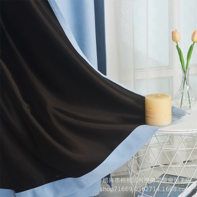 全遮光雪尼尔窗帘简约奶油风绍兴柯桥批发布帘卧室高遮光窗帘布图3