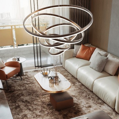 现代简约led客厅灯轻奢北欧圆环形餐厅卧室吧台复式楼别墅大吊灯图4