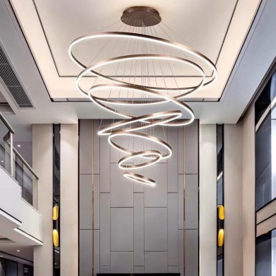 现代简约led客厅灯轻奢北欧圆环形餐厅卧室吧台复式楼别墅大吊灯图2