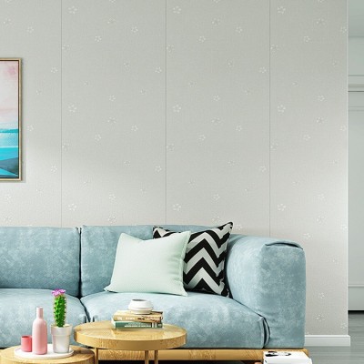 自粘背胶墙贴高档亚麻墙布卡通星星小花家装客厅卧室幼儿园墙裙围图3