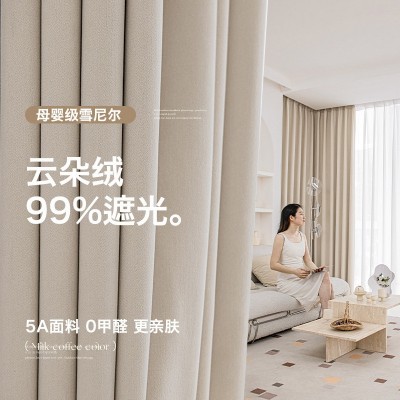 全遮光窗帘不透红加厚超柔雪尼尔2024新款客厅卧室现代简约高级感