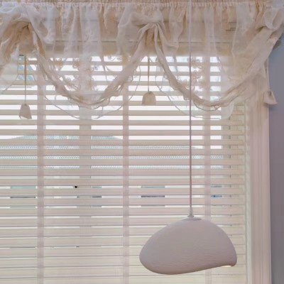 原创花苞拉绳设计开司米刺绣丝棉窗幔帘头短帘窗纱复古法式帘图2