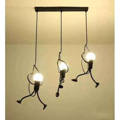 复古铁艺小铁人吊灯餐厅咖啡厅服装店客厅卧室LED灯创意小人灯具图2