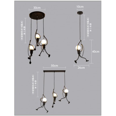 复古铁艺小铁人吊灯餐厅咖啡厅服装店客厅卧室LED灯创意小人灯具图5