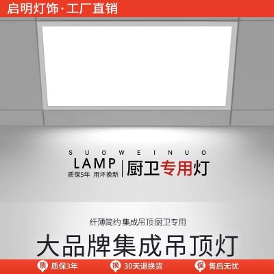 集成吊顶led灯厨房浴室厕所卫生间吸顶灯面板灯天花 嵌入式铝扣板