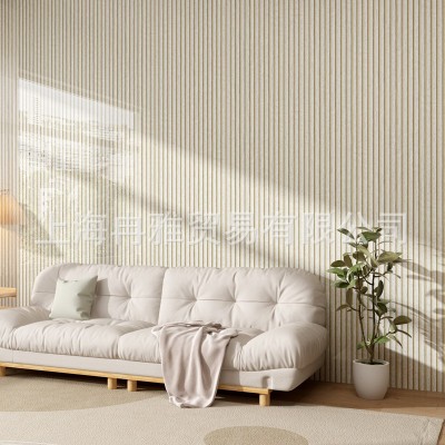 跨境3d立体自粘木纹格栅板墙贴墙纸防水防潮客厅背景墙面装饰壁纸图3