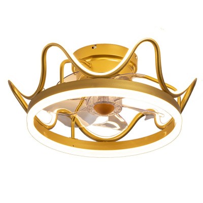 卧室吸顶风扇灯2023年新款皇冠儿童房女孩网红电扇一体吸顶灯风扇图5