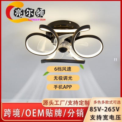 北欧款LED吸顶式卧室风扇灯变频省电带蓝牙音箱风扇可做110V电压图2