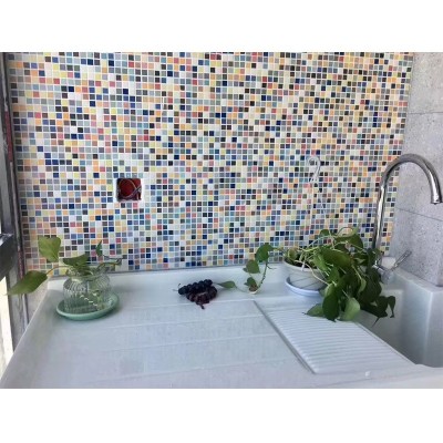 15*15陶瓷抛光哑光全瓷彩色马赛克拼花卫生间阳台吧台背景墙