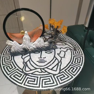 户外圆桌子马赛克瓷砖会所咖啡厅庭院酒店桌垫石材大理石地砖图3