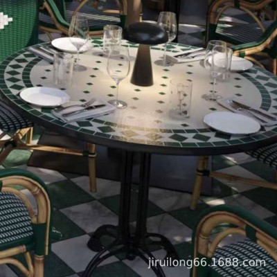 户外圆桌子马赛克瓷砖会所咖啡厅庭院酒店桌垫石材大理石地砖