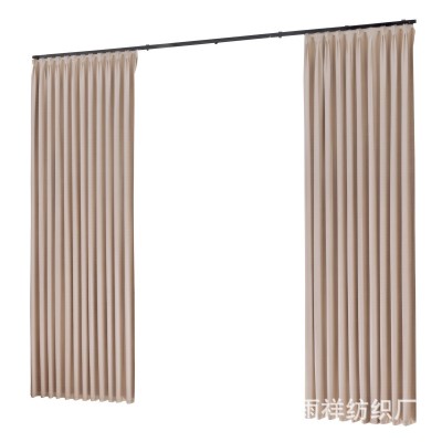 现代简约超级羊绒奶油风雪尼尔双面全遮光窗帘布防晒加厚成品客厅图5