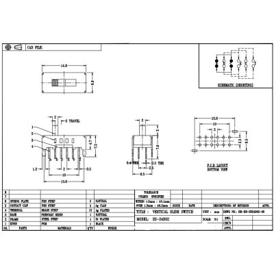 4档拨动开关SS24D02直插式双极四位12脚玩具滑动开关2P4T拨动开关图2