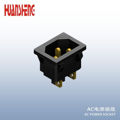 ac电源插座螺丝脚ac043脚电源座ac座母座品字型嵌入式防触电铜芯