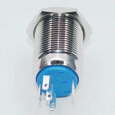 16MM平头一开一关自锁开关 带LED绿灯点动开关金属按钮开关图3