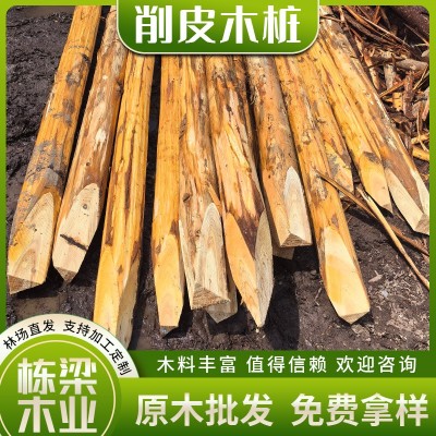 削皮原木木材加工打桩杉木桩松木桩包装箱托盘木材林场多规格直销图3