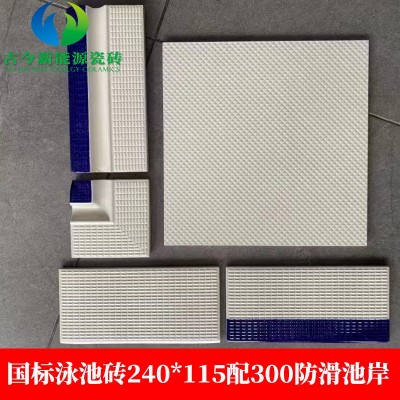 国标240*115游泳池瓷砖岸上防滑体育馆学校训练水池配套阴阳角图3