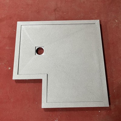 一体岩板淋浴板防滑耐磨下沉斜坡大理石板卫生间淋浴室火烧岩底座图2