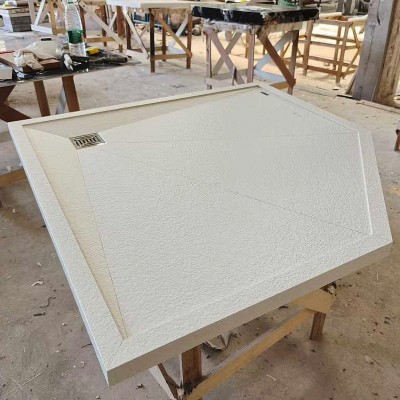 一体岩板淋浴板防滑耐磨下沉斜坡大理石板卫生间淋浴室火烧岩底座图5