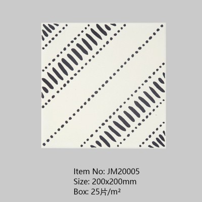 法式奶油风卫生间瓷砖复古手绘线条花砖厨房阳台格子防滑地砖图5