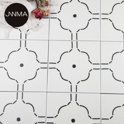 晶玛法式复古黑白小花砖卫生间浴室瓷砖花片厨房阳台防滑地砖图2