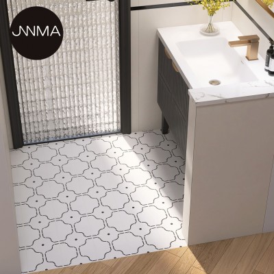 晶玛法式复古黑白小花砖卫生间浴室瓷砖花片厨房阳台防滑地砖