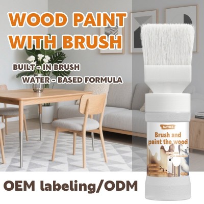 跨境热卖净味水性木器漆自带毛刷漆家具翻新木器门改色室内外通用