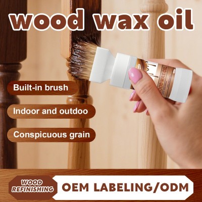 跨境新品家具翻新护理半透明水性木蜡油自带毛刷多色木器保护涂层图3