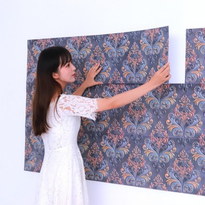 跨境单片装复古文化砖3d立体pvc自粘墙贴装饰电视背景墙卧室壁纸